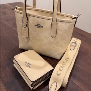 Coach City Mini Yellow Crossbody Bag and Tri-Fold Wallet